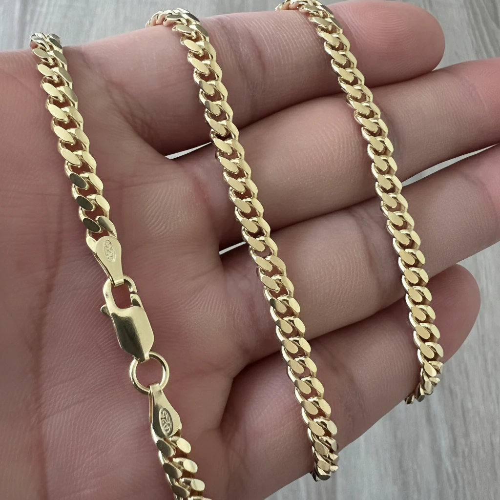 4mm Miami Cuban 14K Gold Vermeil 925 Chain - Image 4
