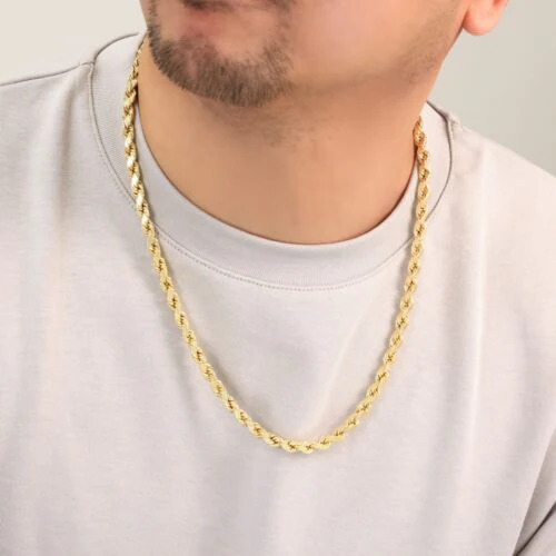 7MM ROPE 14K GOLD VERMEIL CHAIN DC 925 - Image 5