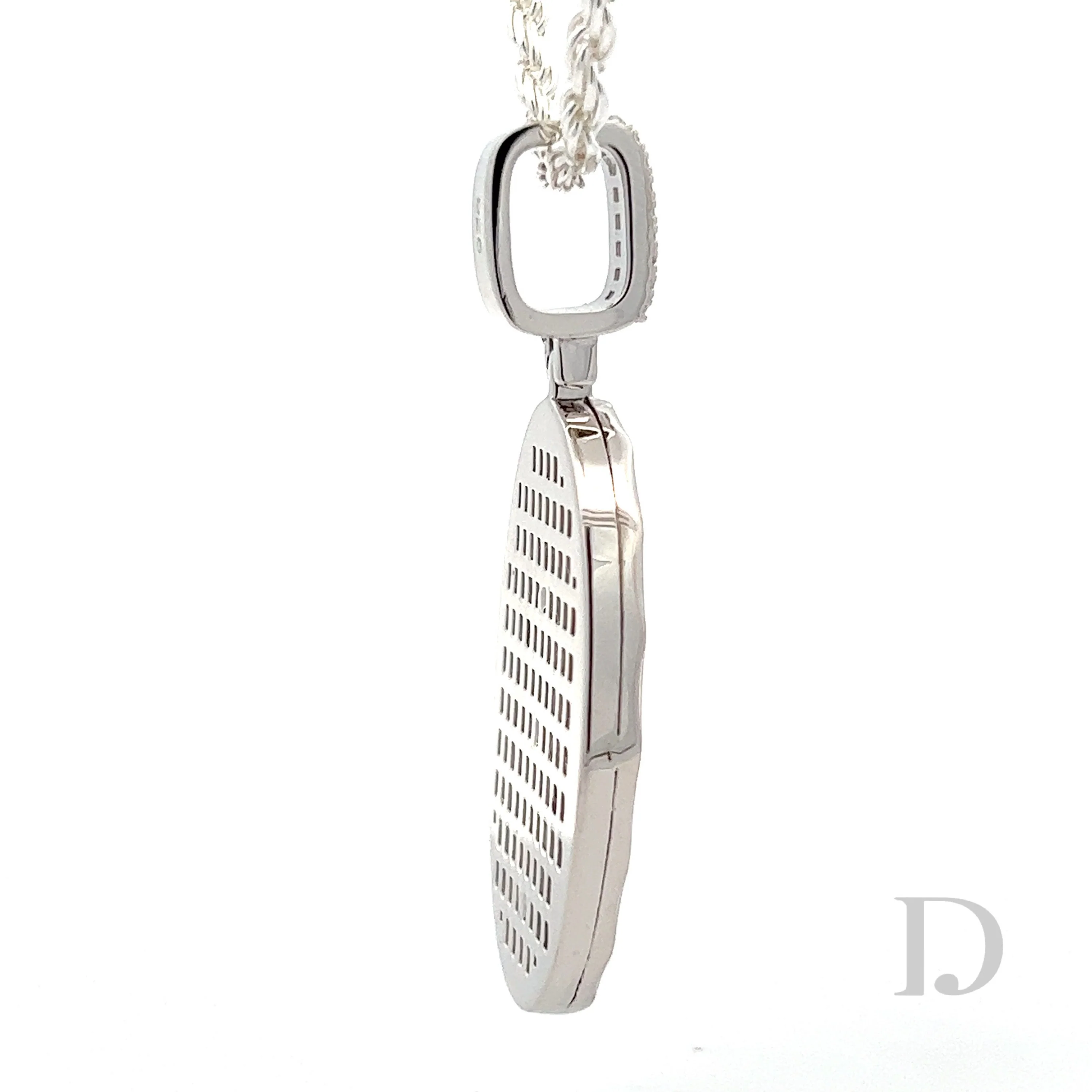 Baguette Diamond Virgin Mary Medallion Pendant - Image 3