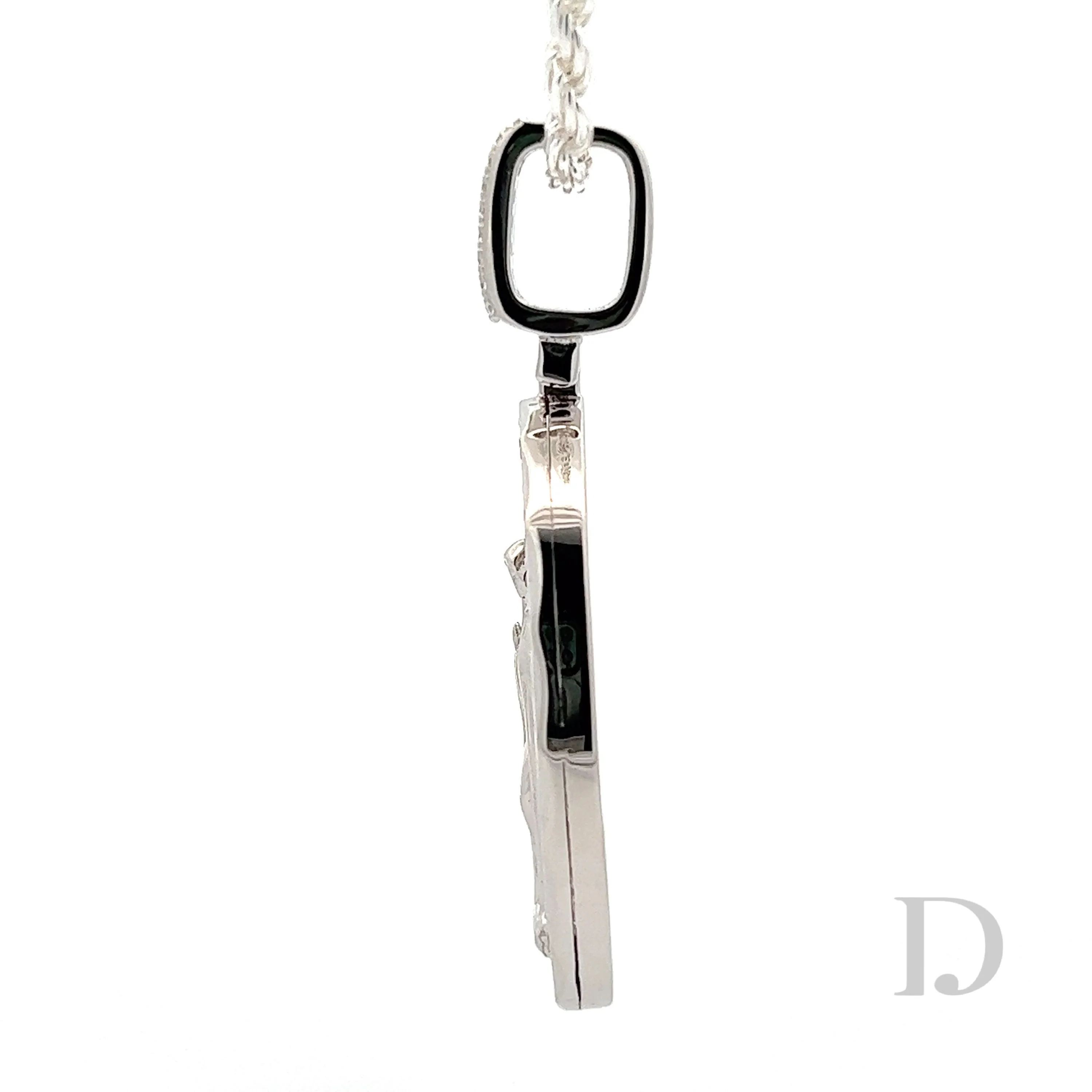 Baguette Diamond Virgin Mary Medallion Pendant - Image 4