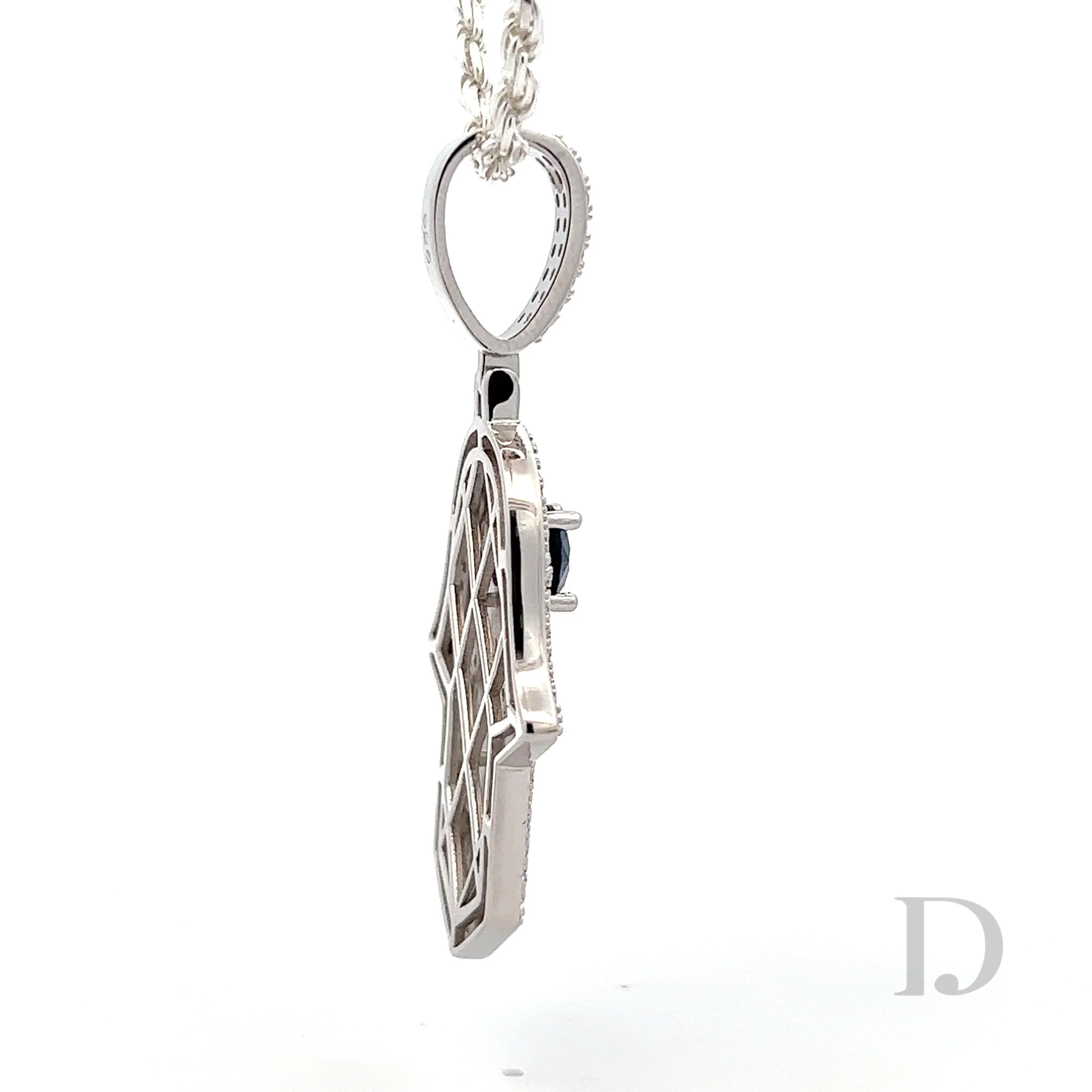 Diamond Hamsa Hand Of Fatima Evil Eye Pendant - Image 3