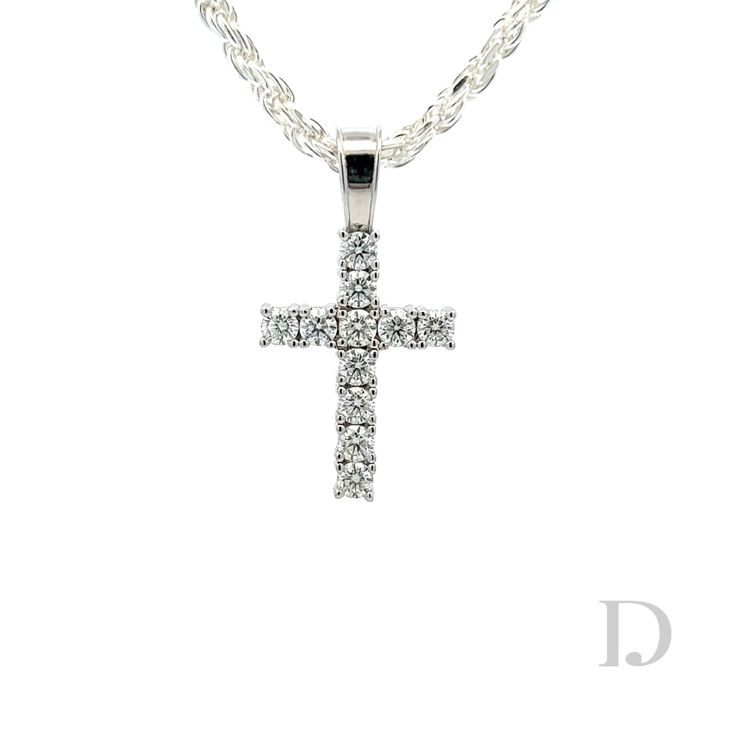 Moissanite Cross Religious Pendant Small - Image 4