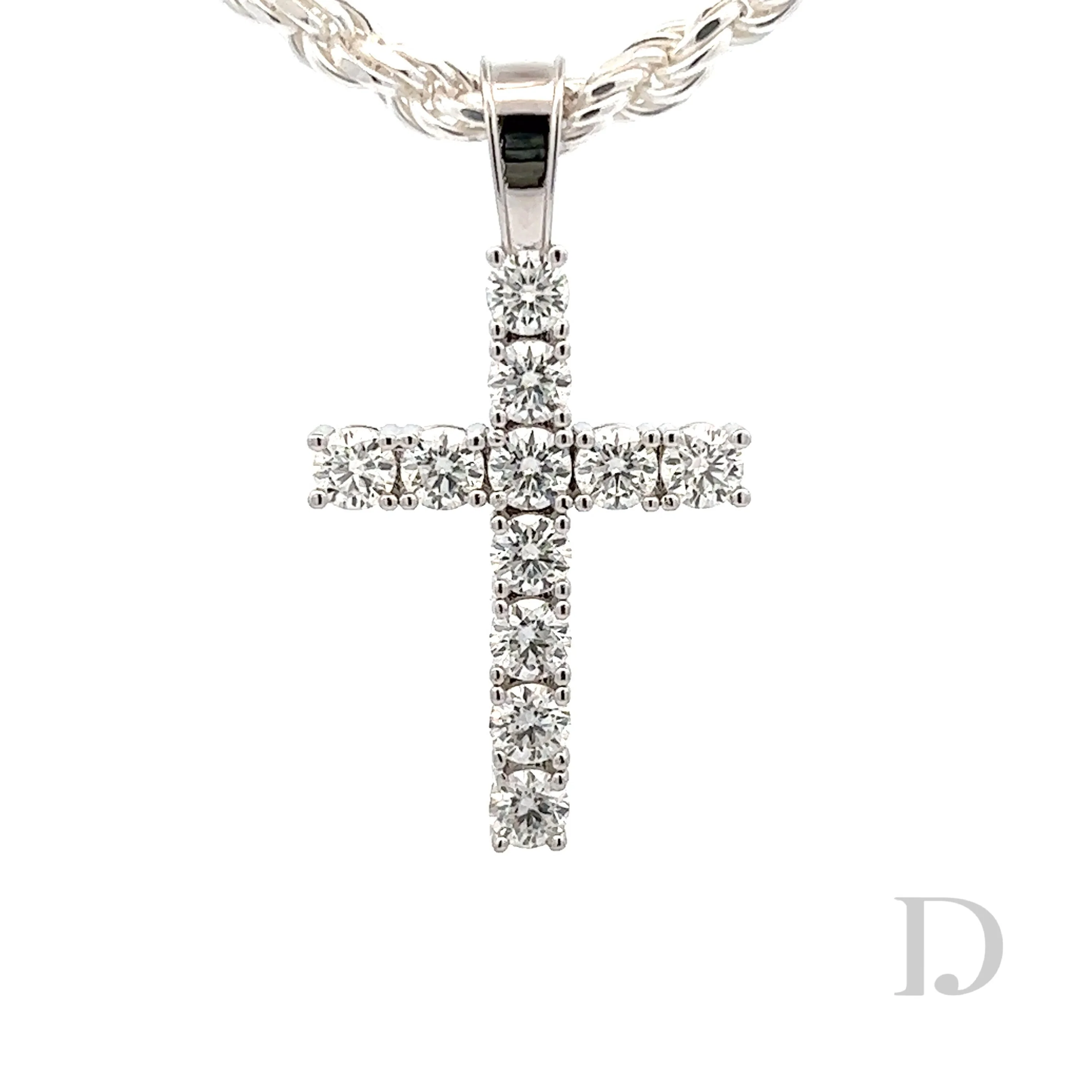 Moissanite Cross Religious Pendant Large - Image 4