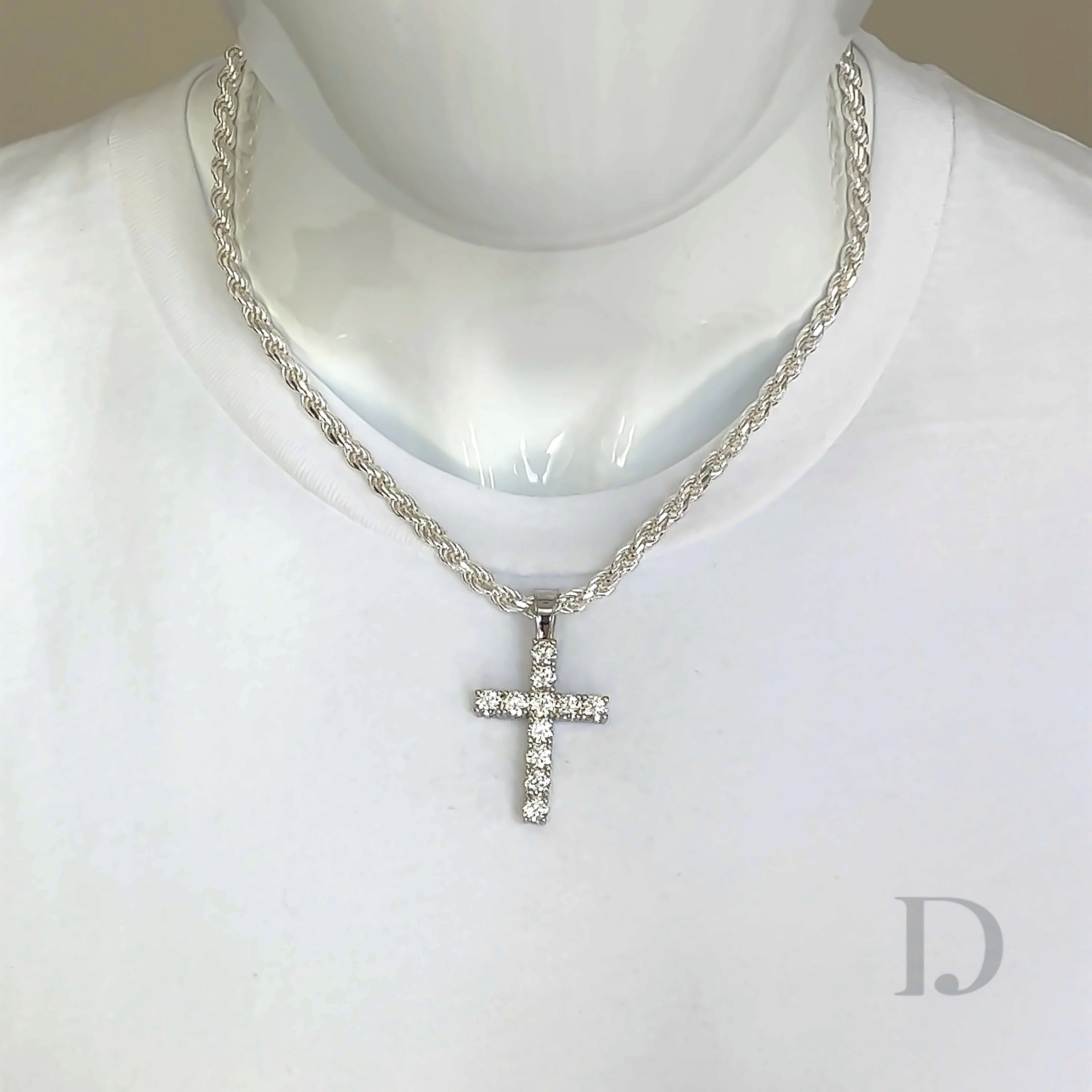 Moissanite Cross Religious Pendant Large - Image 9