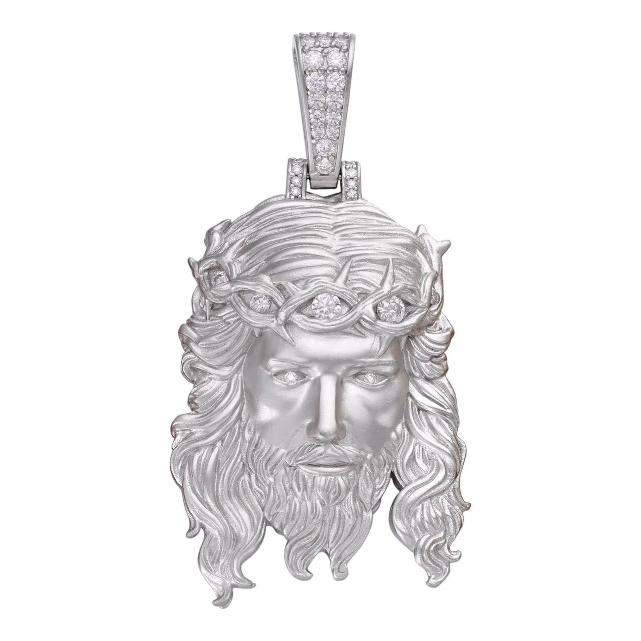 Moissanite Jesus Piece Pendant Matte Finish - Image 2