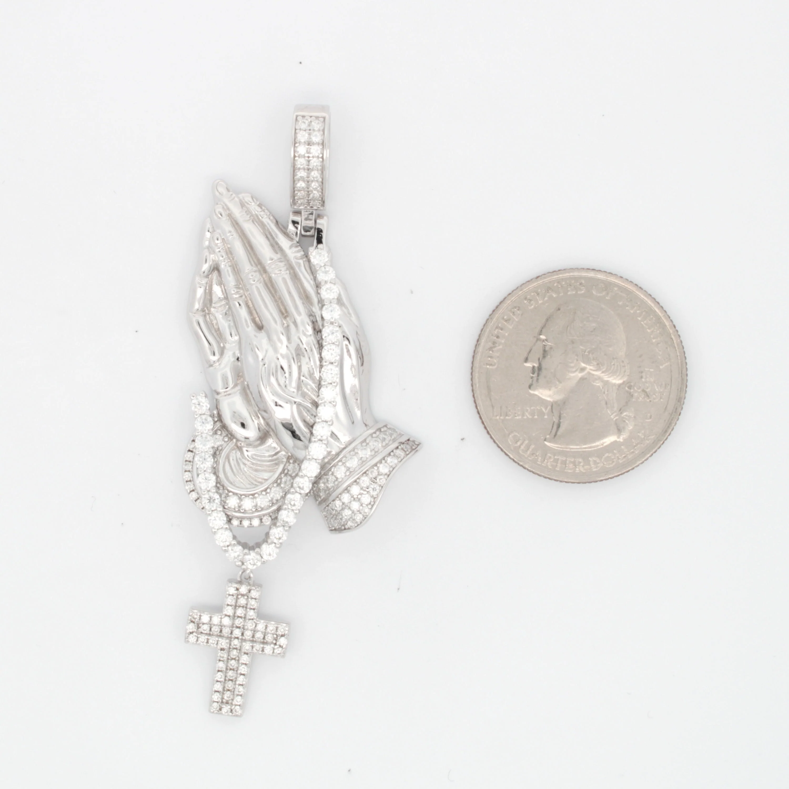 Moissanite Praying Hands Pendant - Image 3