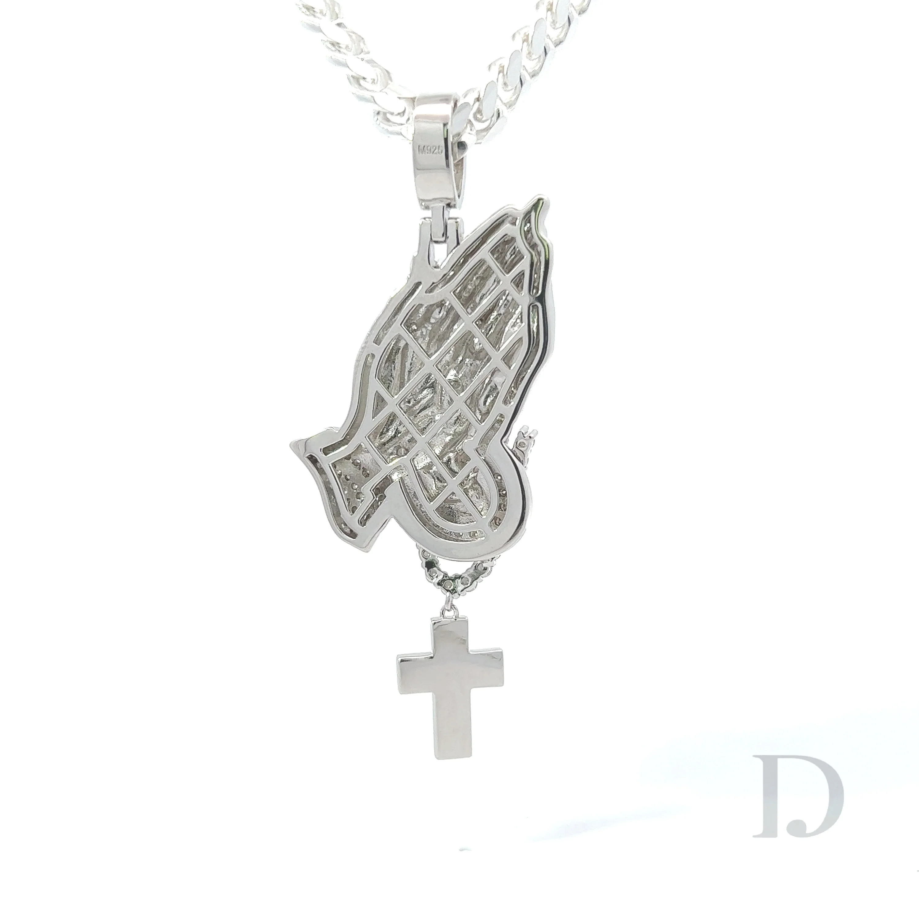 Moissanite Praying Hands Pendant - Image 4