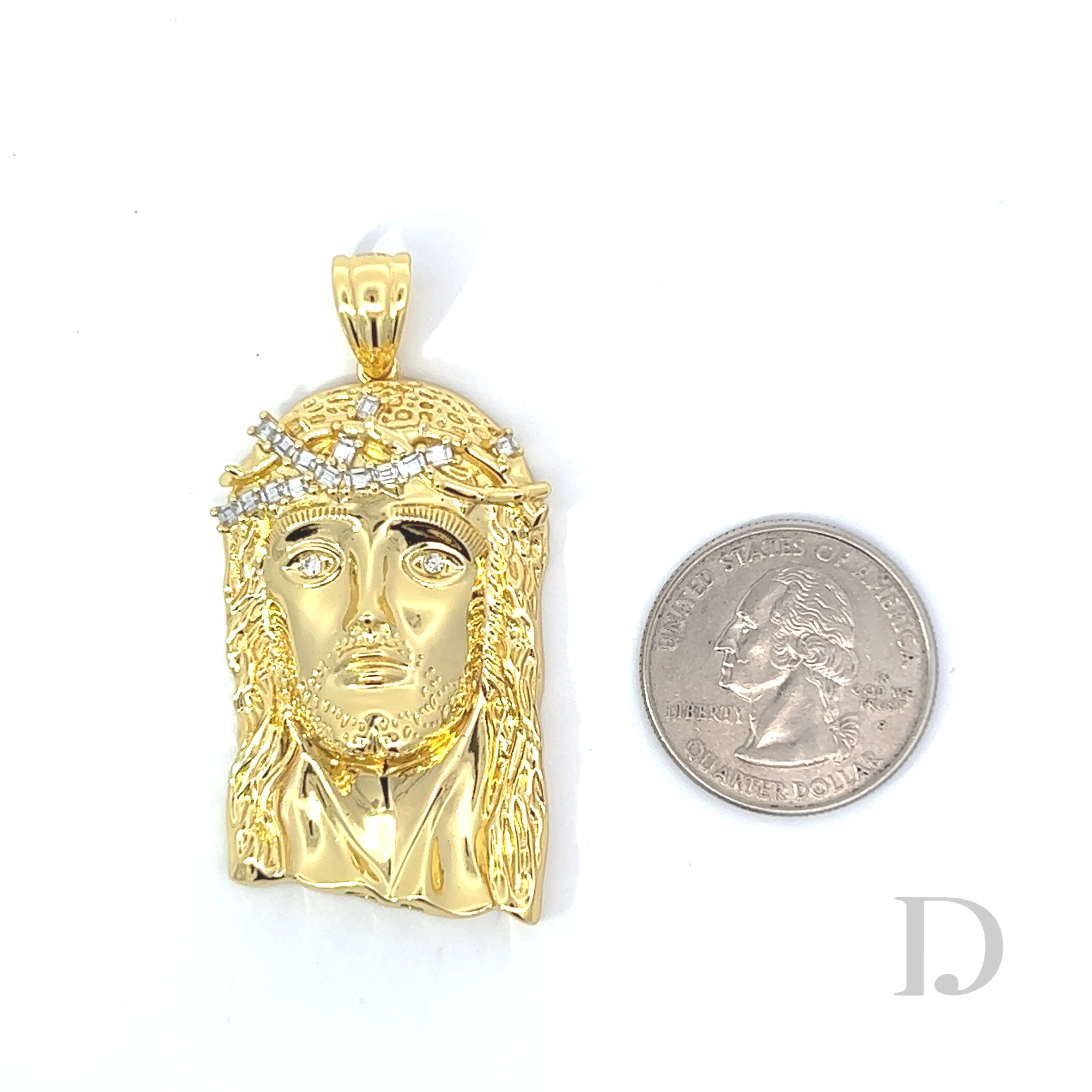 Moissanite Baguette Jesus Piece 14K Gold Pendant - Image 4