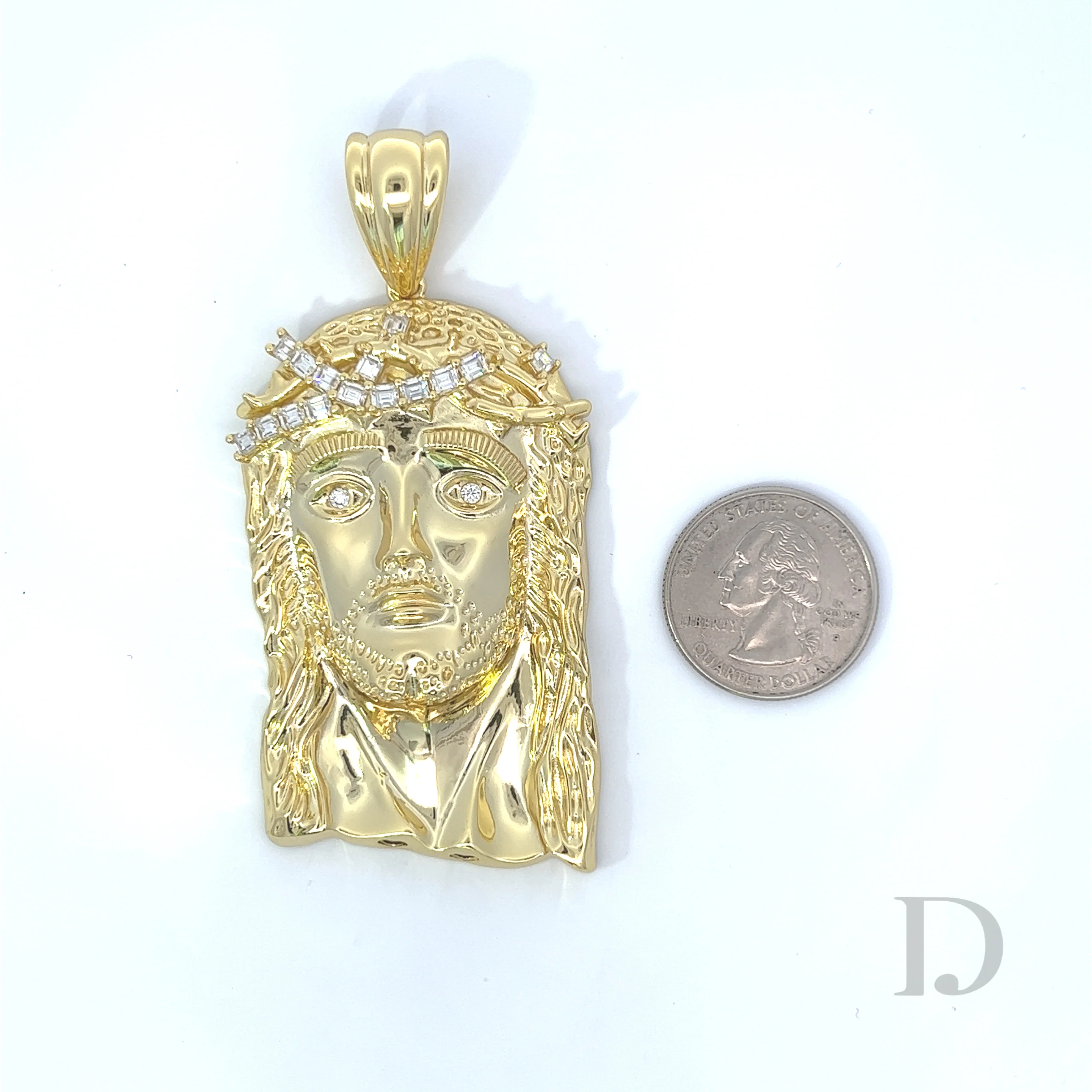 Moissanite Baguette Jesus Piece 14K Gold Pendant - Image 5
