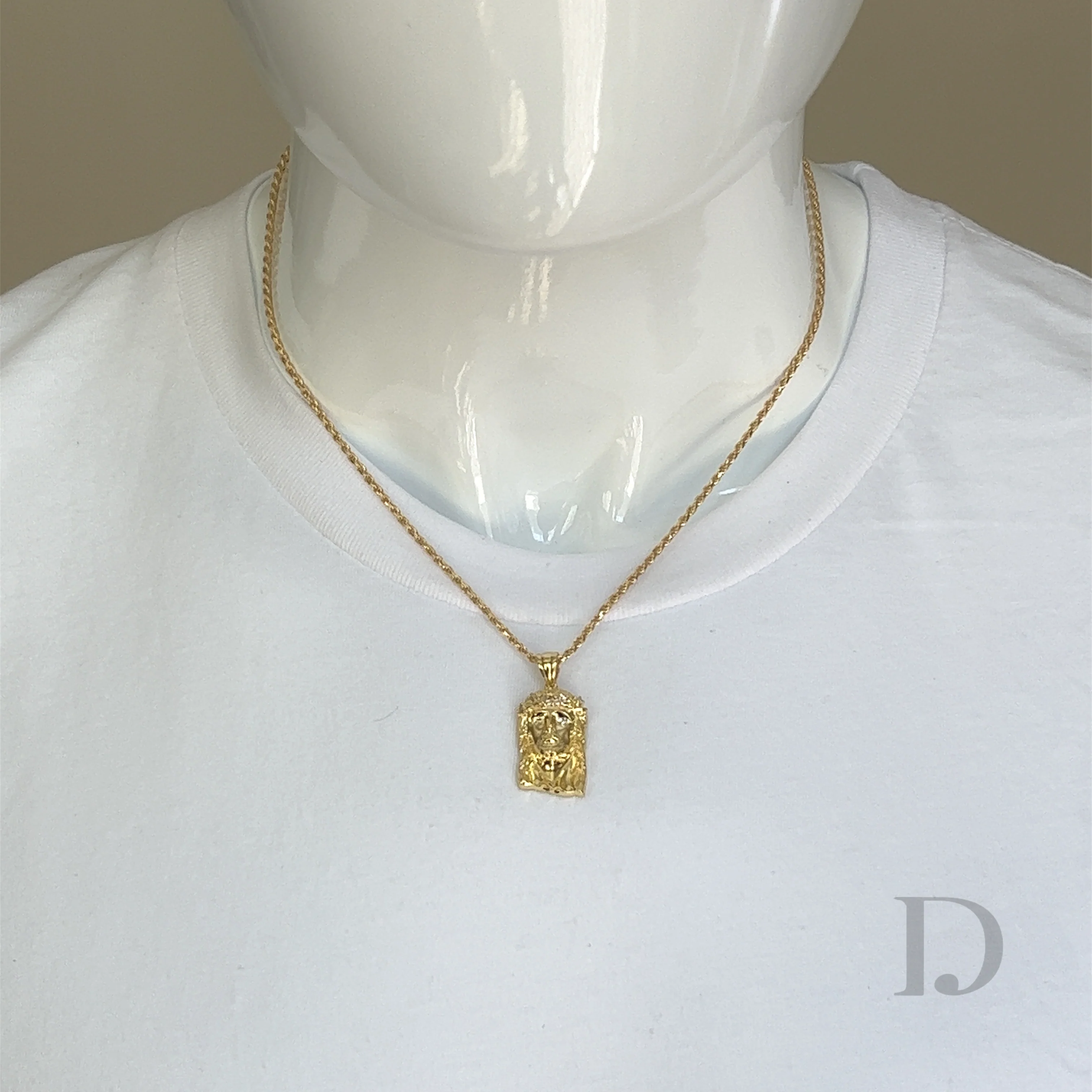 Moissanite Baguette Jesus Piece 14K Gold Pendant - Image 6