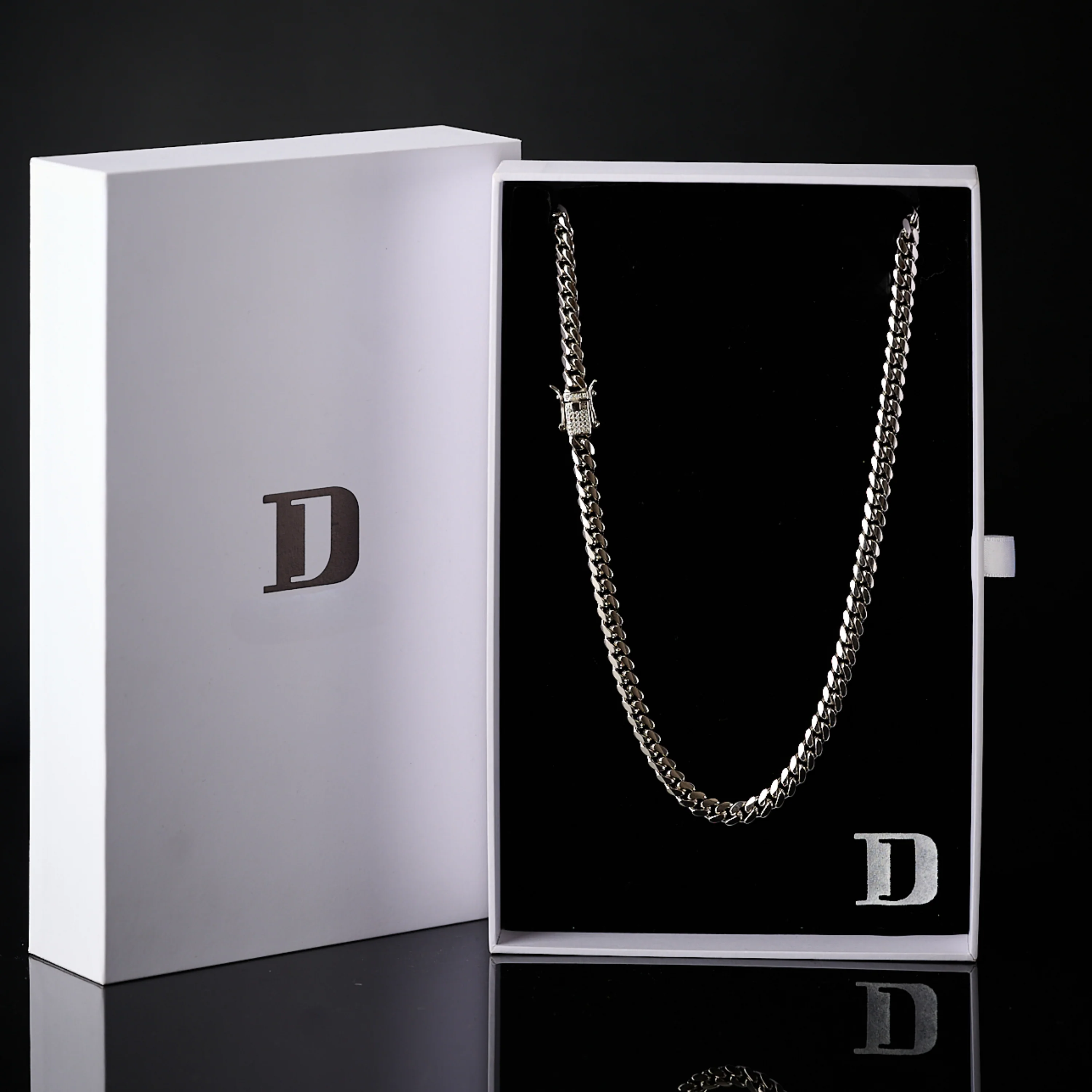 Miami Cuban Moissanite Box Lock Necklace - Image 3