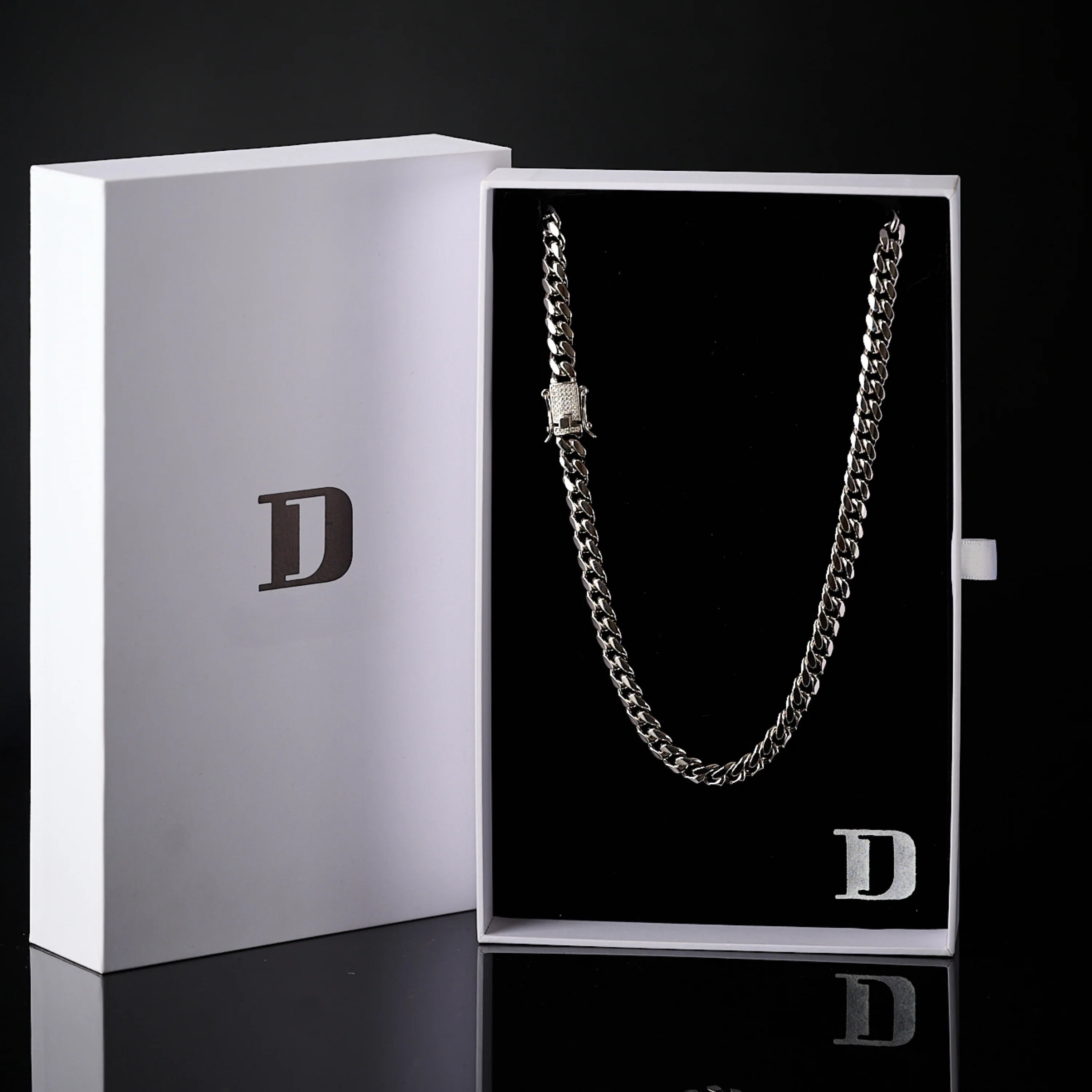 Miami Cuban Moissanite Box Lock Necklace - Image 4